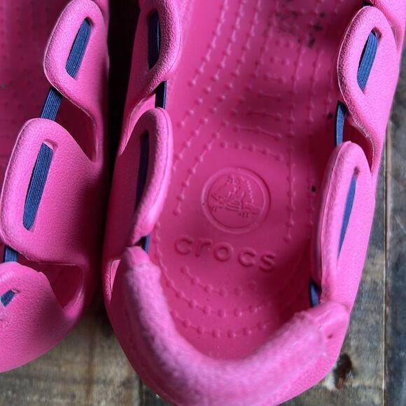 Crocs Pink Mary Janes Women Size 10 Elastic Top Ruffled Edges Flats Slip On - Picture 7 of 7